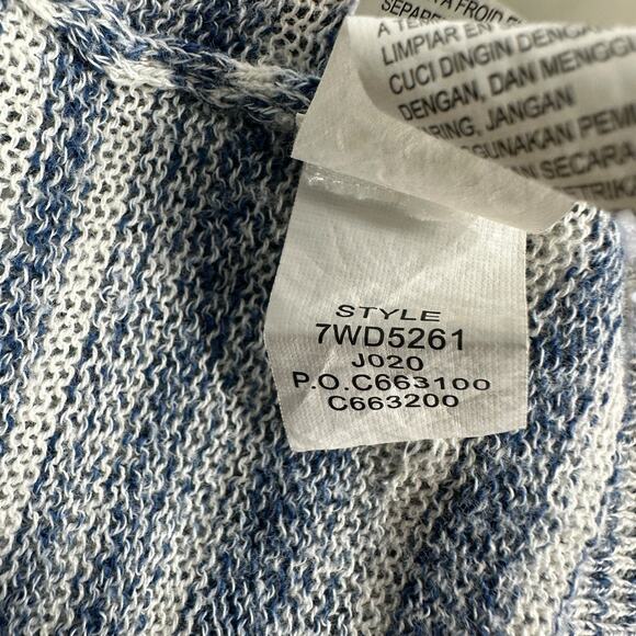 Lucky Brand Cardigan Sweater Womens Size Large Lightweight Blue Striped Buttons - Picture 7 of 8